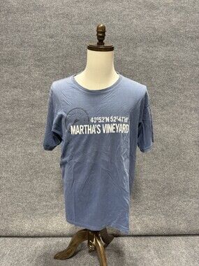 Marthaâs Vineyard Graphic T Shirt Mens Large Blue Tee Massachusetts Tourist